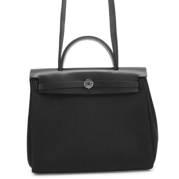 Hermes Hermès Airbag Zip PM Handbag, Le Tourne, Black, Toile Militaire, Vache... - Picture 1 of 16